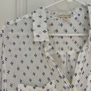 Cloth & Stone White Shirt with Blue Floral Pattern